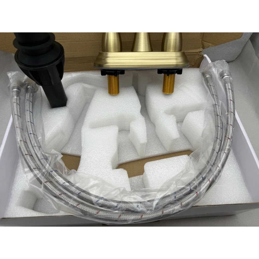 Cross Handles Centerset Bathroom Faucet For Sink 3 Hole w/Overflow Pop Up Drain